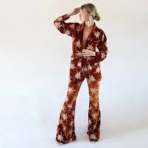 Free People x Lenni Retro Glam Rust Sequin Chromatic Pants Suit Set - Small